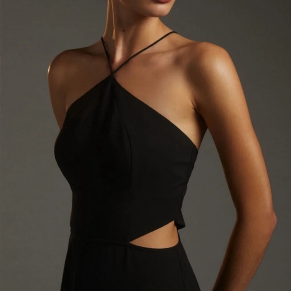 Anthropologie Hutch Black Wide Leg cut out jumpsuit size 10 - Picture 3 of 12